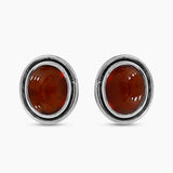 Hessonite Silver Studs Earrings