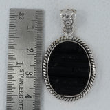 Raw Black Tourmaline Silver Pendant