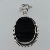 Raw Black Tourmaline Silver Pendant