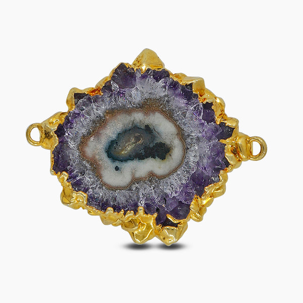 Amethyst Stalactite Gold Electroplated Double Loop Pendants