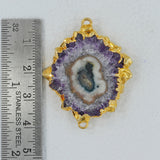 Amethyst Stalactite Gold Electroplated Double Loop Pendant