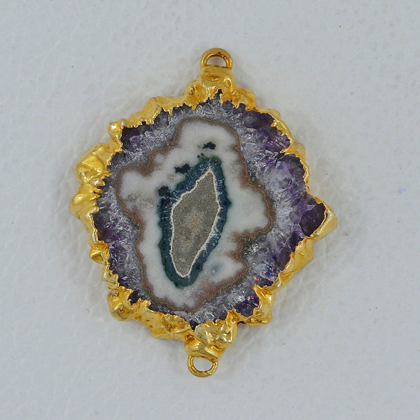 Amethyst Stalactite Gold Electroplated Double Loop Pendants