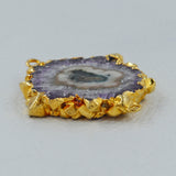 Amethyst Stalactite Gold Electroplated Double Loop Pendant