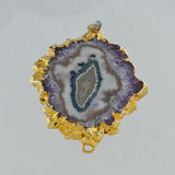 Amethyst Stalactite Gold Electroplated Double Loop Pendant