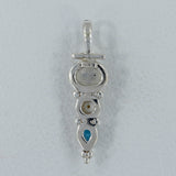 Rainbow Moonstone, Pearl & Blue Topaz Silver Pendant