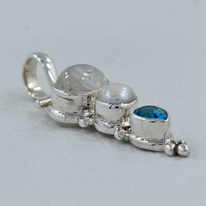 Rainbow Moonstone Silver Pendants