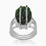 Raw Chrome Diopside Silver Rings