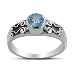 925 Sterling Silver Blue Topaz Rings