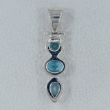 Natural Blue Topaz Silver Pendant