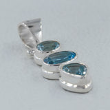 Natural Blue Topaz Silver Pendant