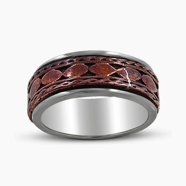 Two Tone Silver Band Rings