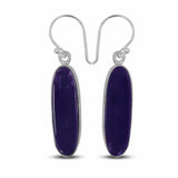 Large Oval Charoite  Silver  Earrings