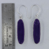 Large Oval Charoite  Silver  Earrings