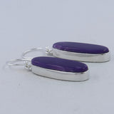 Large Oval Charoite  Silver  Earrings