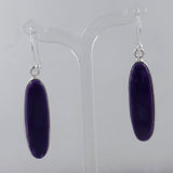 Large Oval Charoite  Silver  Earrings