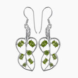 Blue Topaz Leaf Design Silver Earrings