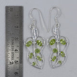 Blue Topaz Leaf Design Silver Earrings