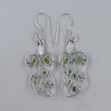 Blue Topaz Leaf Design Silver Earrings