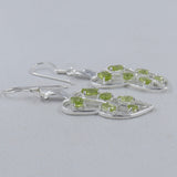 Blue Topaz Leaf Design Silver Earrings