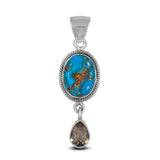 Blue Copper Turquoise Silver Pendant