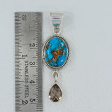 Blue Copper Turquoise Silver Pendant