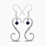 S Shape Blue Topaz Silver Earring