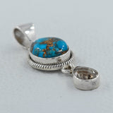 Blue Copper Turquoise Silver Pendant