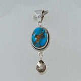 Blue Copper Turquoise Silver Pendant