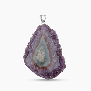 Amethyst Slice Silver Pendants