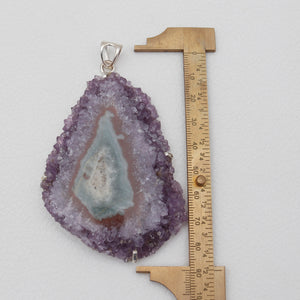 Amethyst Slice Silver Pendants
