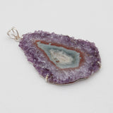 Amethyst Slice Silver Pendants