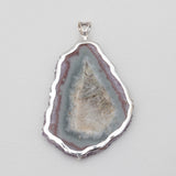 Amethyst Slice Silver Pendants