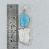 Larimar & Pearl 925 Silver Pendant