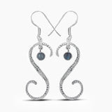 S Shape Blue Topaz Silver Earring
