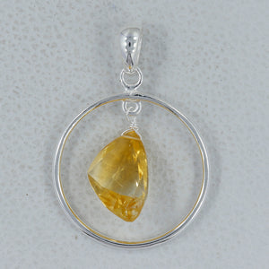 925 Sterling Silver Raw Citrine Pendants
