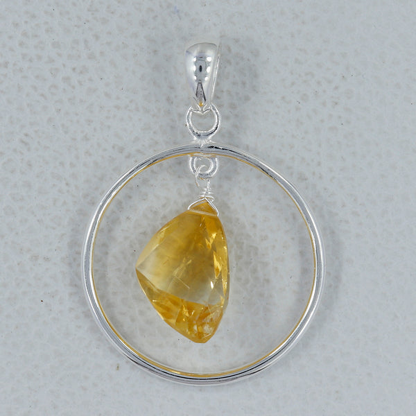 925 Sterling Silver Raw Citrine Pendants