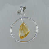 925 Sterling Silver Raw Citrine Pendant