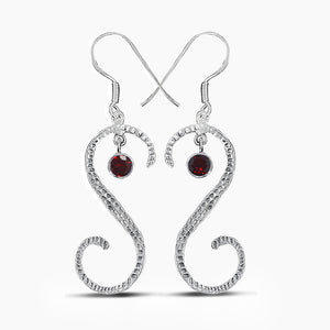 S Shape Blue Topaz Silver Earring