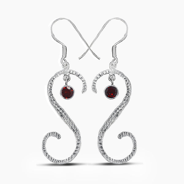 S Shape Blue Topaz Silver Earring