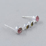 Rainbow Moonstone Silver Earrings