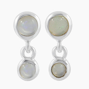Rainbow Moonstone Silver Earrings