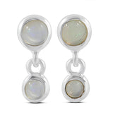 Rainbow Moonstone Silver Earrings