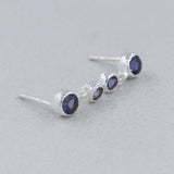 Rainbow Moonstone Silver Earrings