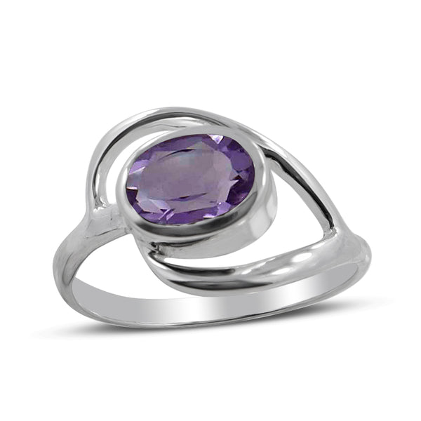 Natural Amethyst Silver Ring