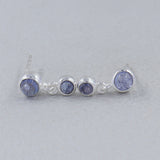 Rainbow Moonstone Silver Earrings