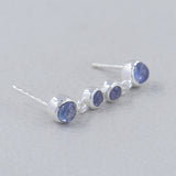 Rainbow Moonstone Silver Earrings