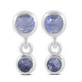 Rainbow Moonstone Silver Earrings