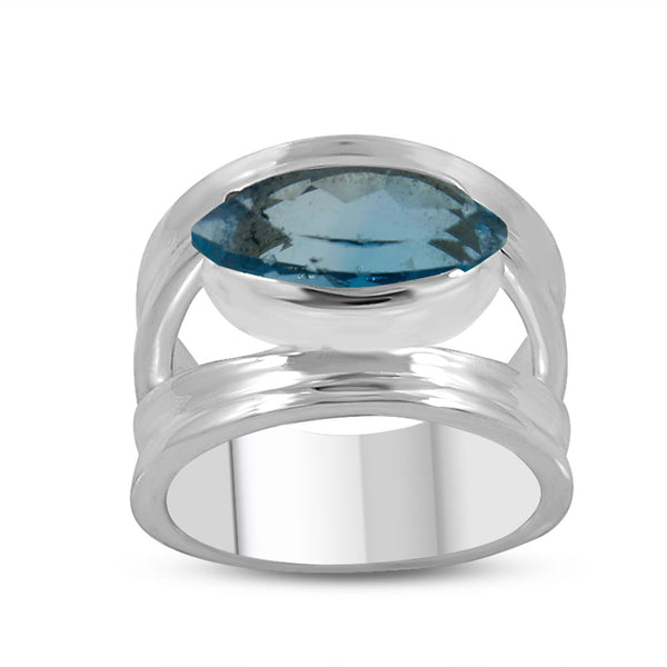 925 Sterling Silver Blue Topaz Ring
