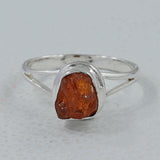 Raw Natural Orange Fanta Garnet  Silver Ring