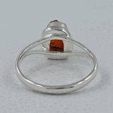 Raw Natural Orange Fanta Garnet  Silver Ring